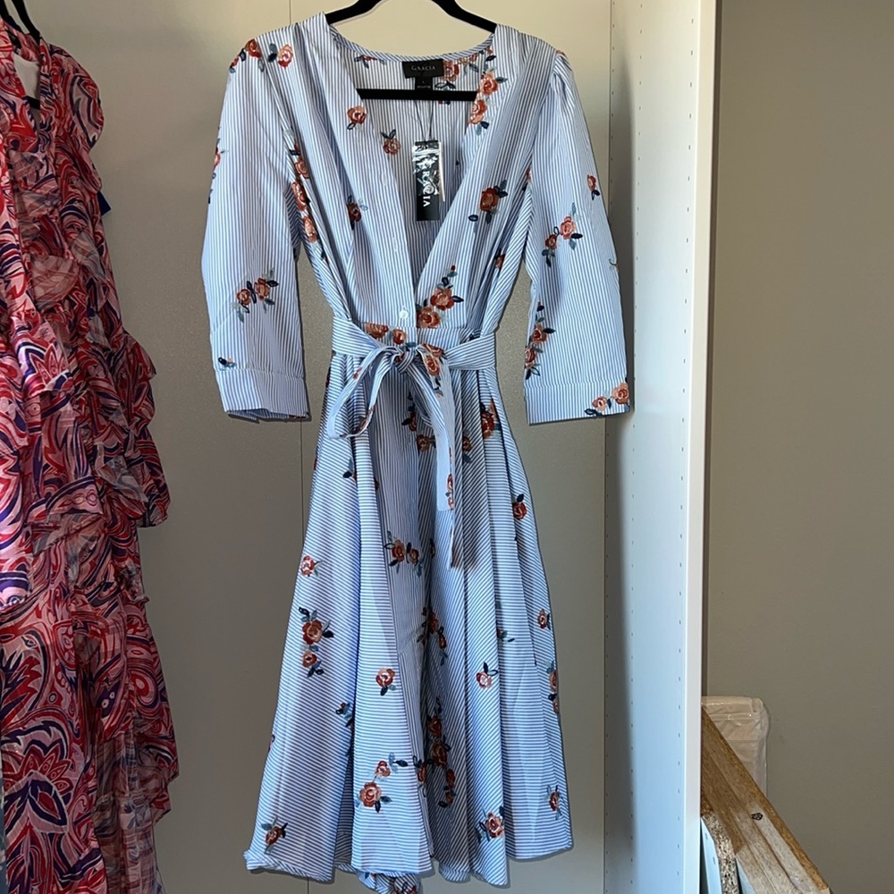 Garcia dress floral 100% cotton size large ! Brand new never worn with tags